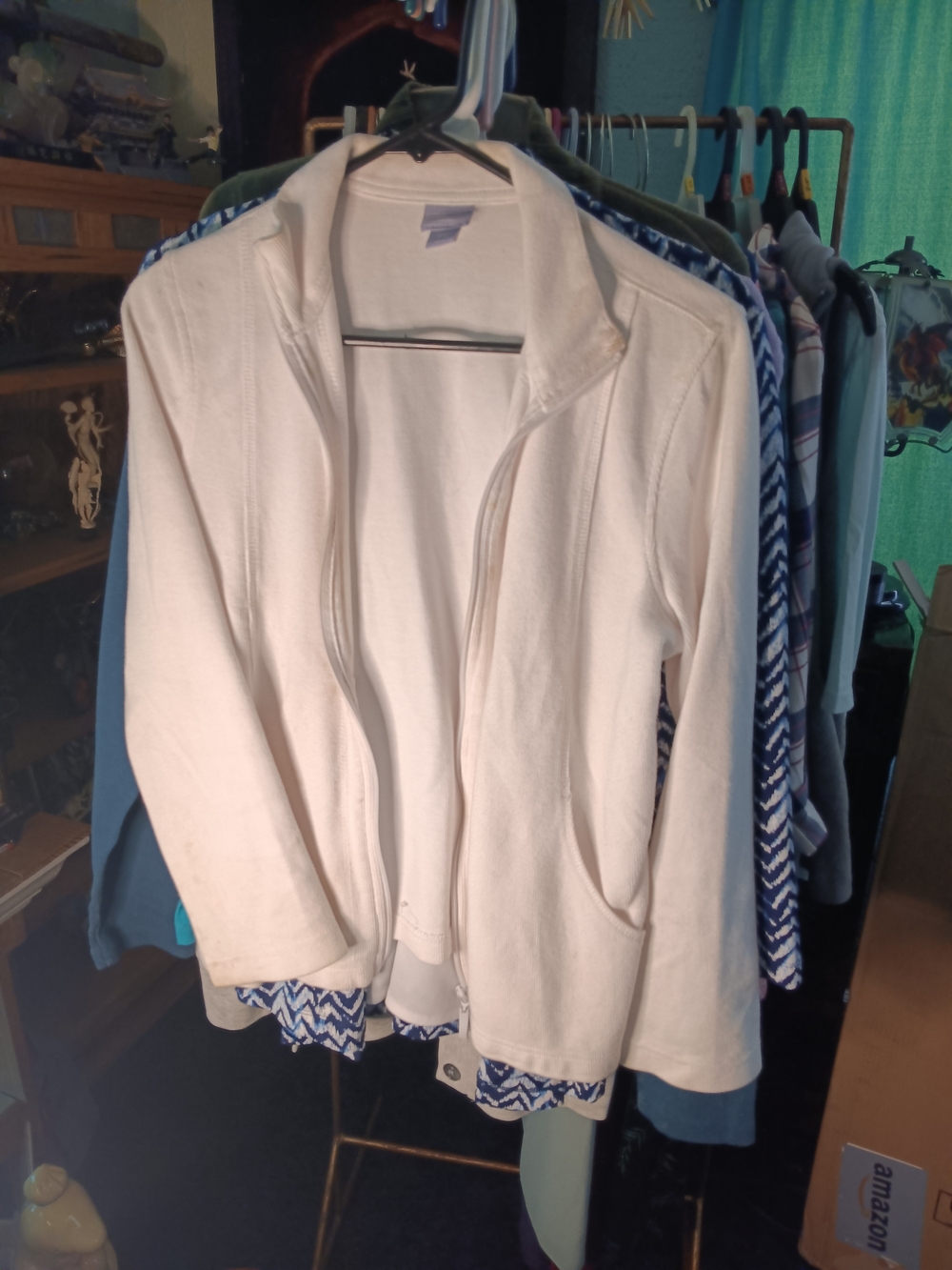 Laura Scott Cream Zip-Front Lightweight Jacket